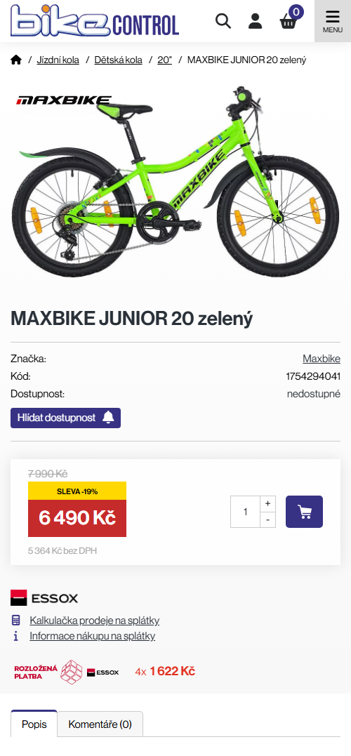 Mobilní verze e-shopu Bikecontrol