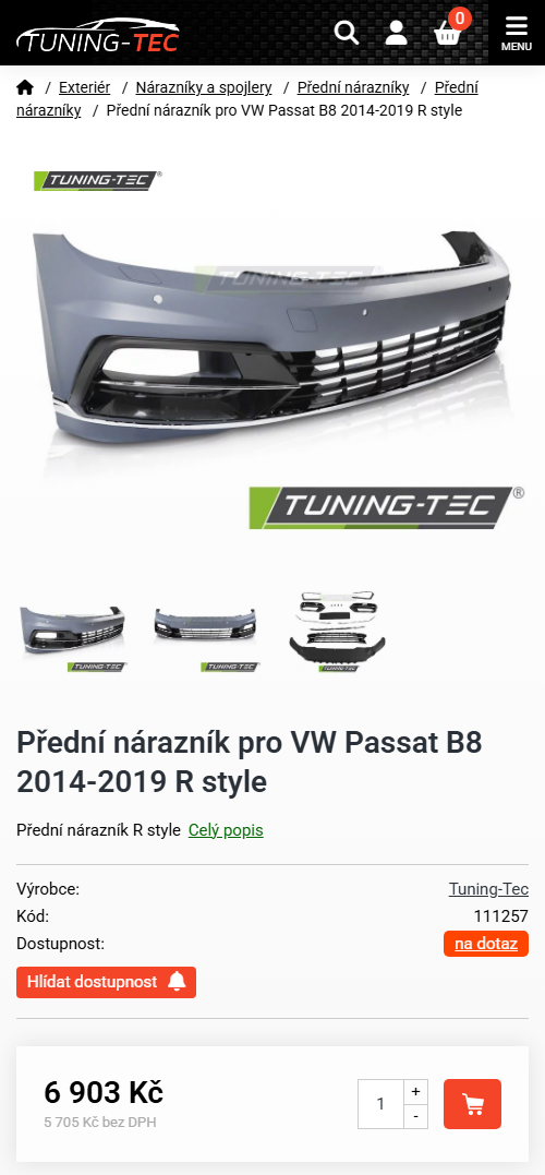 Mobilní verze e-shopu Tuning-Tec