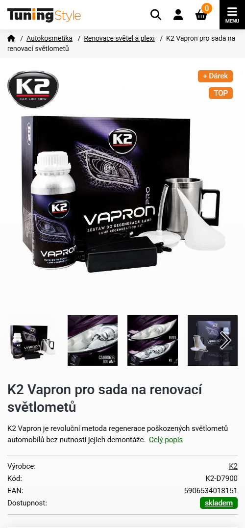 Mobilní verze e-shopu TuningStyle